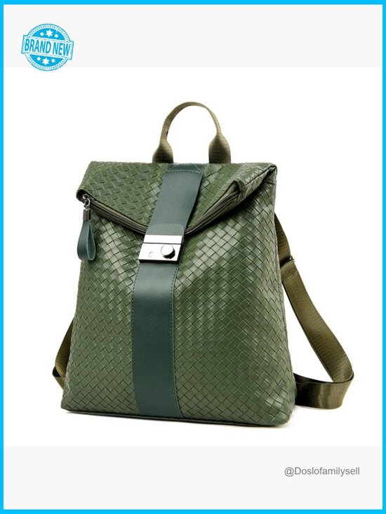 Faux Leather Woven Backpack Fashionable Urban Style Multiple Compartments main image 4